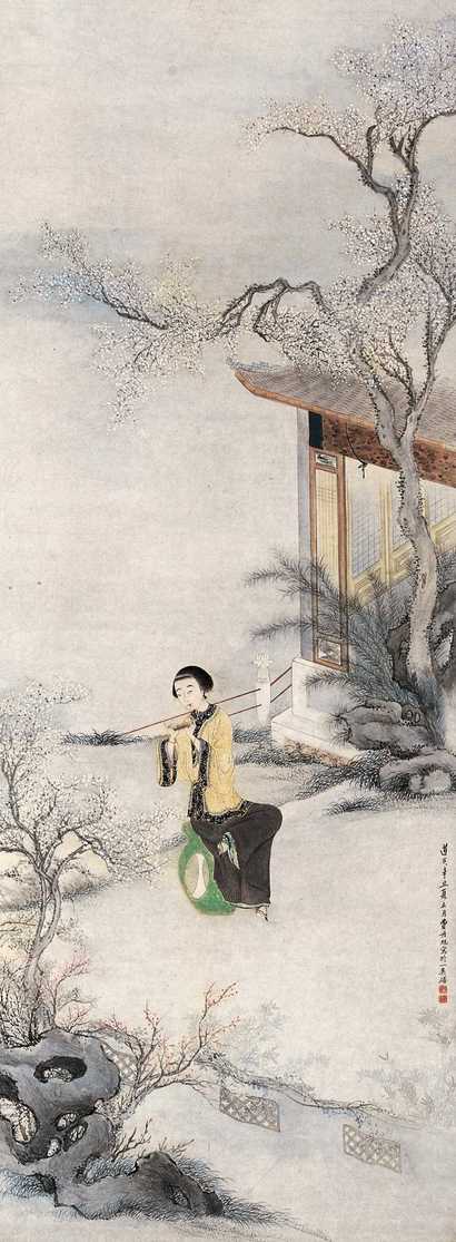 费丹旭 辛丑（1841年）作 仕女 立轴